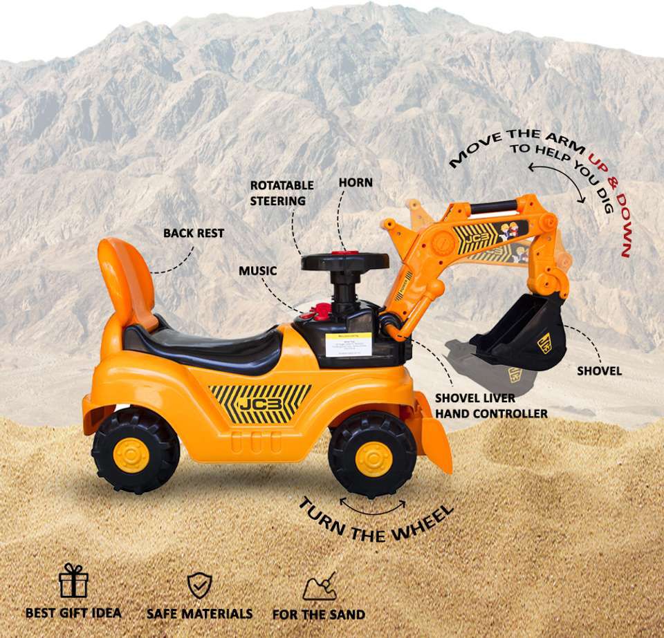 4Kids Jc3 manual operation rideon for kids| to play in any area  Rideons & Wagons| Non Battery Operated Ride On (Yellow)