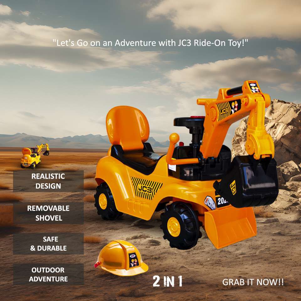 4Kids Jc3 manual operation rideon for kids| to play in any area  Rideons & Wagons| Non Battery Operated Ride On (Yellow)